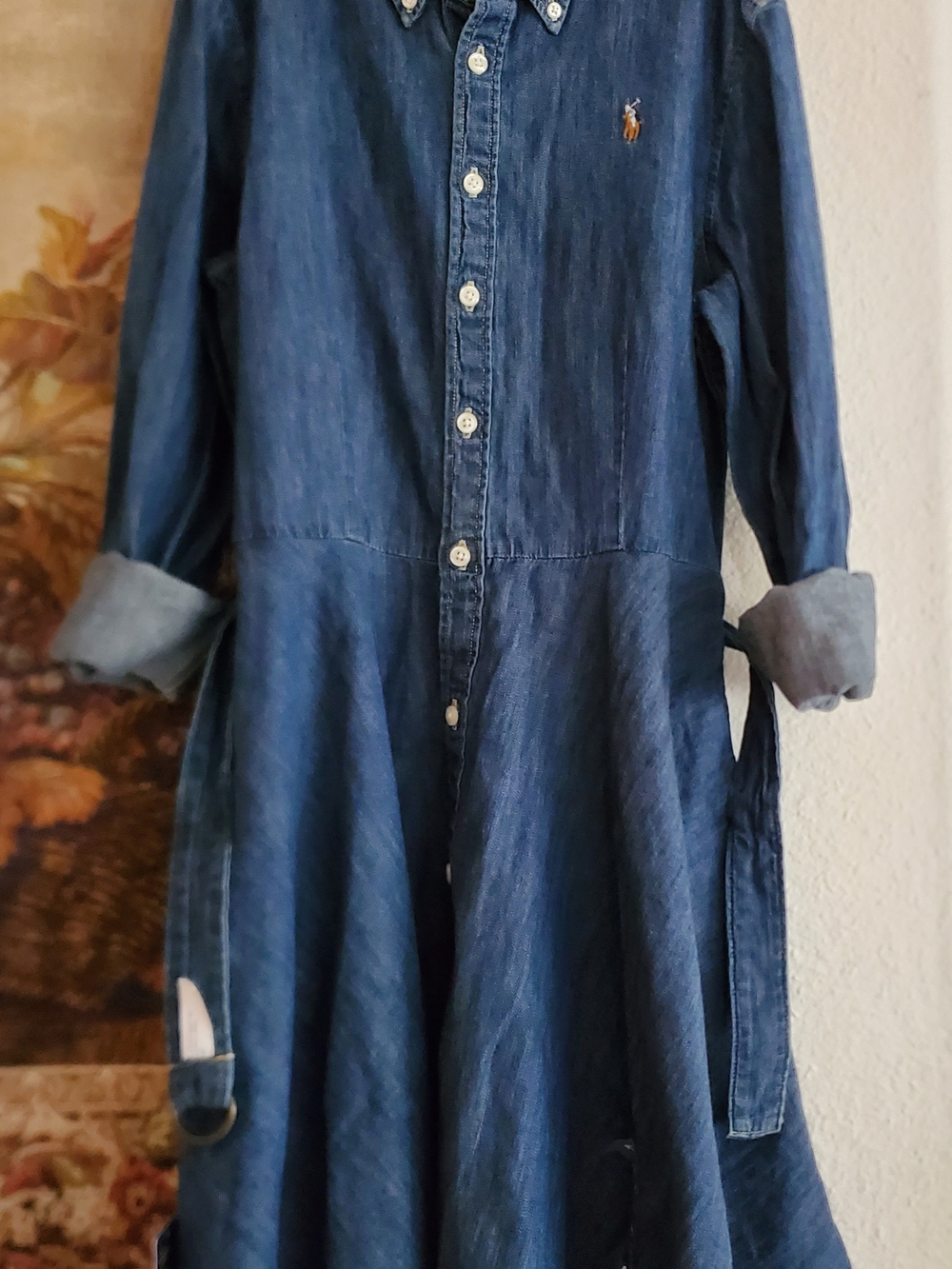 Ralph Lauren Girls Denim Shirt Dress in Indigo Blue 14